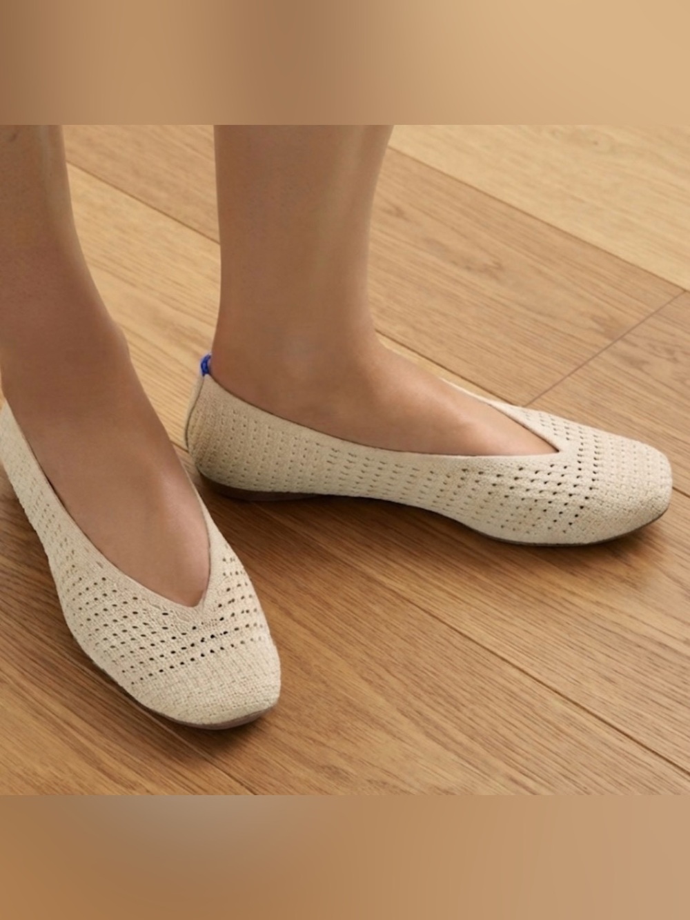Rothy’s - women’s The Max square Ballerina in Ivory mesh knit flat shoes size 9